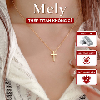 [KHÔNG ĐEN GỈ] Dây chuyền thép Titan hình thánh giá phong cách Basic thời trang Âu Mỹ - Mely TT121