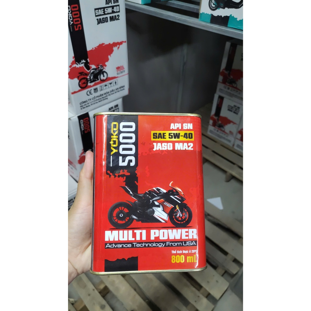 [HÀNG CHÍNH HÃNG] Dầu Nhớt xe máy YOKO 5000 5w40 SN ( LON VUÔNG) 1L, 800ml