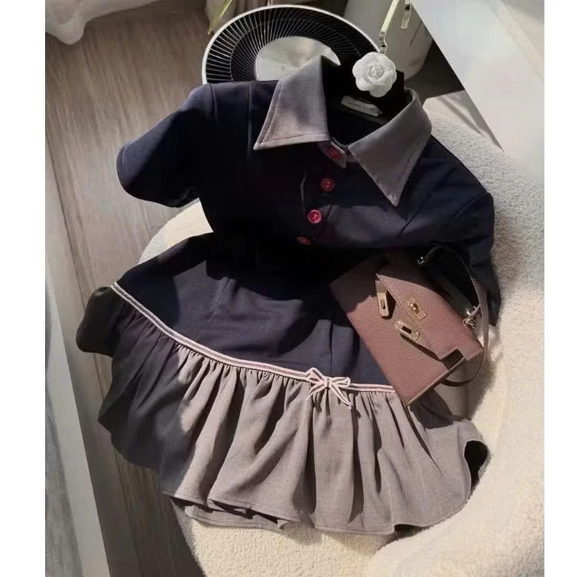 (Hàng chuẩn loại 1) Váy Thiết Kế Polo Cổ Sơ Mi Phối Xòe Thêu Nơ Cao Cấp Bun22 | BigBuy360 - bigbuy360.vn