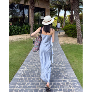 ISA Dress (Kèm choàng lụa) Đầm lụa ống viền thun dáng dài thiết kế basic Peachtea Corner