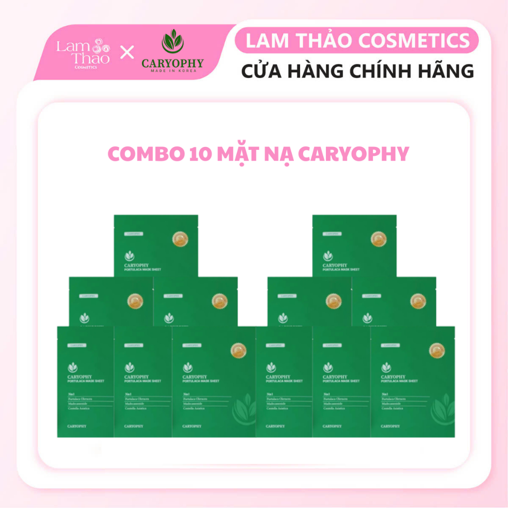 [COMBO10] Combo 10 Mặt Nạ Dưỡng Da Làm Mờ Thâm Giảm Mụn Caryophy Portulaca Mask Sheet