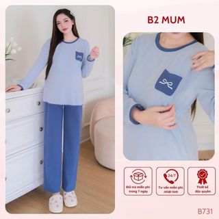  Bộ đồ bầu mặc nhà và sau sinh dài tay 100% Cotton B731 Thiết kế by B2MUM 