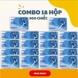 Combo 18 Hộp 900 Chiếc Tăm Chỉ Nha Khoa Xỉa Răng, Vệ Sinh Sạch Sẽ Kẽ Răng Chân Nướu Chăm Sóc Răng Miệng