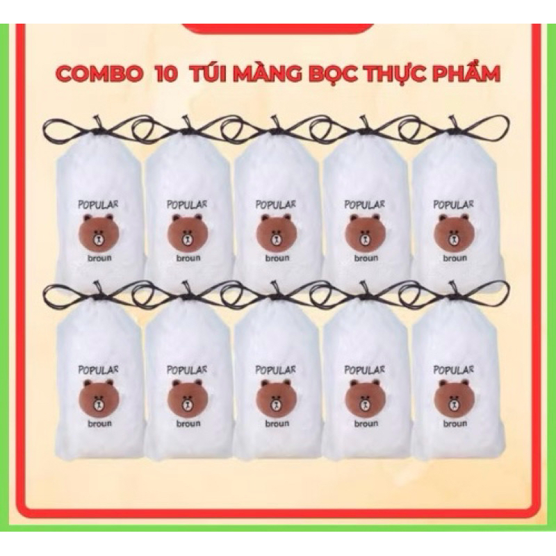 [ Combo 10 túi 1000 Cái ] Túi màng bọc thực phẩm JYoohome chất liệu PE co dãn có chun siêu dai, Túi gấu bọc đồ ăn GDTA88