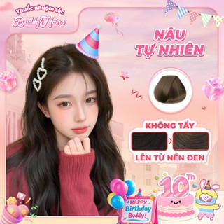 Thuốc nhuộm tóc màu NÂU TỰ NHIÊN thuốc nhuộm tóc tại nhà Buddyhairs tặng kèm phụ kiện nhuộm tóc