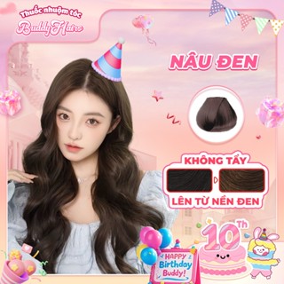Thuốc nhuộm tóc màu NÂU ĐEN thuốc nhuộm tóc tại nhà Buddyhairs tặng kèm phụ kiện nhuộm tóc