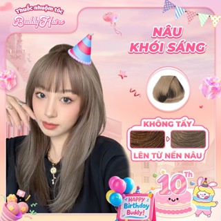 Thuốc nhuộm tóc màu NÂU KHÓI SÁNG thuốc nhuộm tóc tại nhà Buddyhairs tặng kèm phụ kiện nhuộm tóc