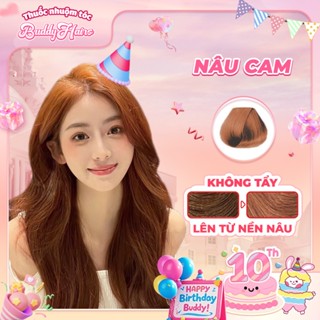 Thuốc nhuộm tóc màu NÂU CAM SÁNG thuốc nhuộm tóc tại nhà Buddyhairs tặng kèm phụ kiện nhuộm tóc