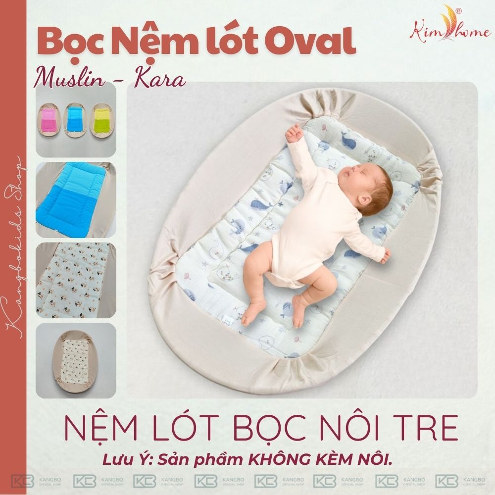 Bọc Nệm Lót Nôi Tre Vải MUSLIN, TENCEL và KARA Cho Bé Nhiều Kích Thước (Không Kèm Nôi Tre)