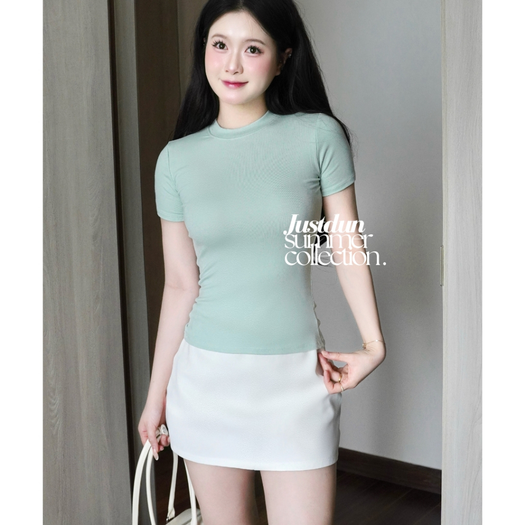 Áo thun ôm body cotton lông mịn co giãn Justdun B18 - Tông màu Pastel | BigBuy360 - bigbuy360.vn
