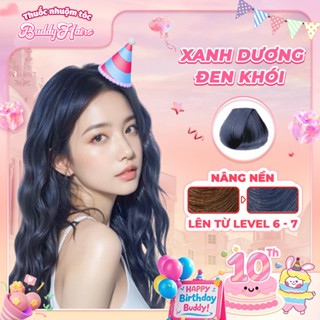 Thuốc nhuộm tóc màu XANH DƯƠNG ĐEN KHÓI,XANH ĐEN KHÓI thuốc nhuộm tóc tại nhà Buddyhairs tặng kèm phụ kiện nhuộm tóc