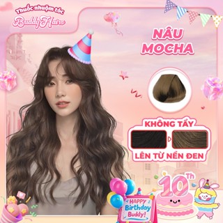 Thuốc nhuộm tóc màu NÂU MOCHA, thuốc nhuộm không tẩy  , thuốc nhuộm tóc tại nhà Buddyhairs tặng kèm phụ kiện nhuộm tóc