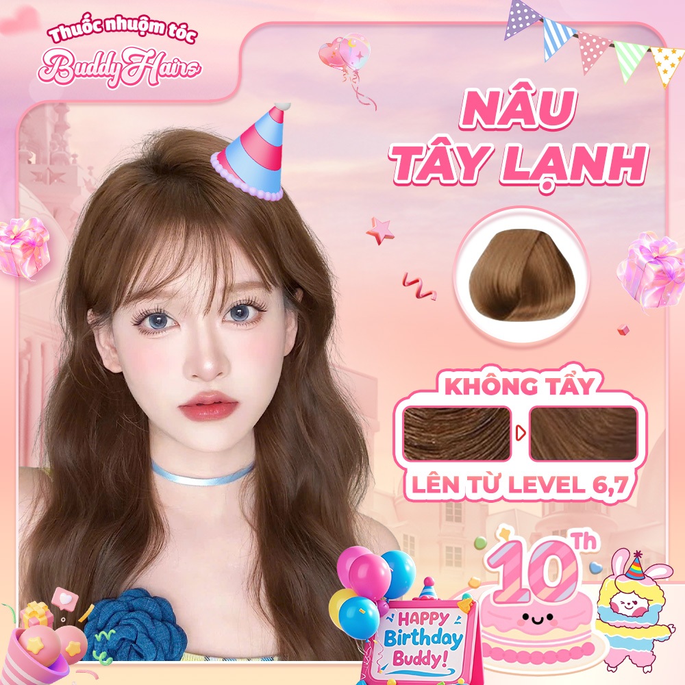 Thuốc nhuộm tóc Nâu Tây Lạnh không cần dùng Thuốc tẩy tóc BuddyHairs, Buddy.hairs, Buddyhair