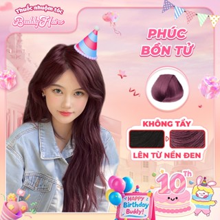 Thuốc nhuộm tóc màu PHÚC BỒN TỬ , ĐỎ TÍM Thuốc nhuộm tóc tại nhà Buddyhairs tặng kèm phụ kiện nhuộm tóc