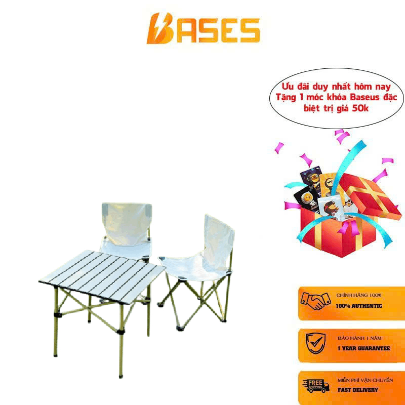 Bộ bàn ghế xếp gọn ngoài trời 3 món – SHANMUD ASHU, 2 ghế + 1 bàn, bàn ghế camping