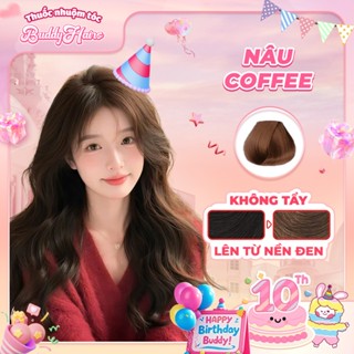 Thuốc nhuộm tóc màu NÂU COFFEE,NÂU CÀ PHÊ,NÂU CAFE thuốc nhuộm tóc tại nhà Buddyhairs tặng kèm phụ kiện nhuộm tóc