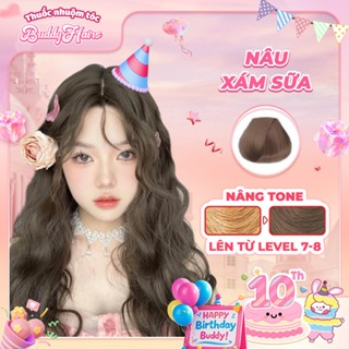 Thuốc nhuộm tóc NÂU XÁM SỮA không cần dùng Thuốc Tẩy Tóc Buddyhairs, Buddy.hairs, Buddyhair