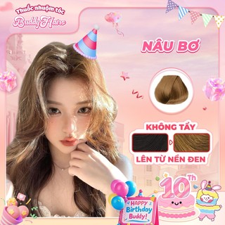  Thuốc nhuộm tóc màu NÂU BƠ thuốc nhuộm không cần tẩy  thuốc nhuộm tóc tại nhà Buddyhairs tặng kèm phụ kiện nhuộm tóc 