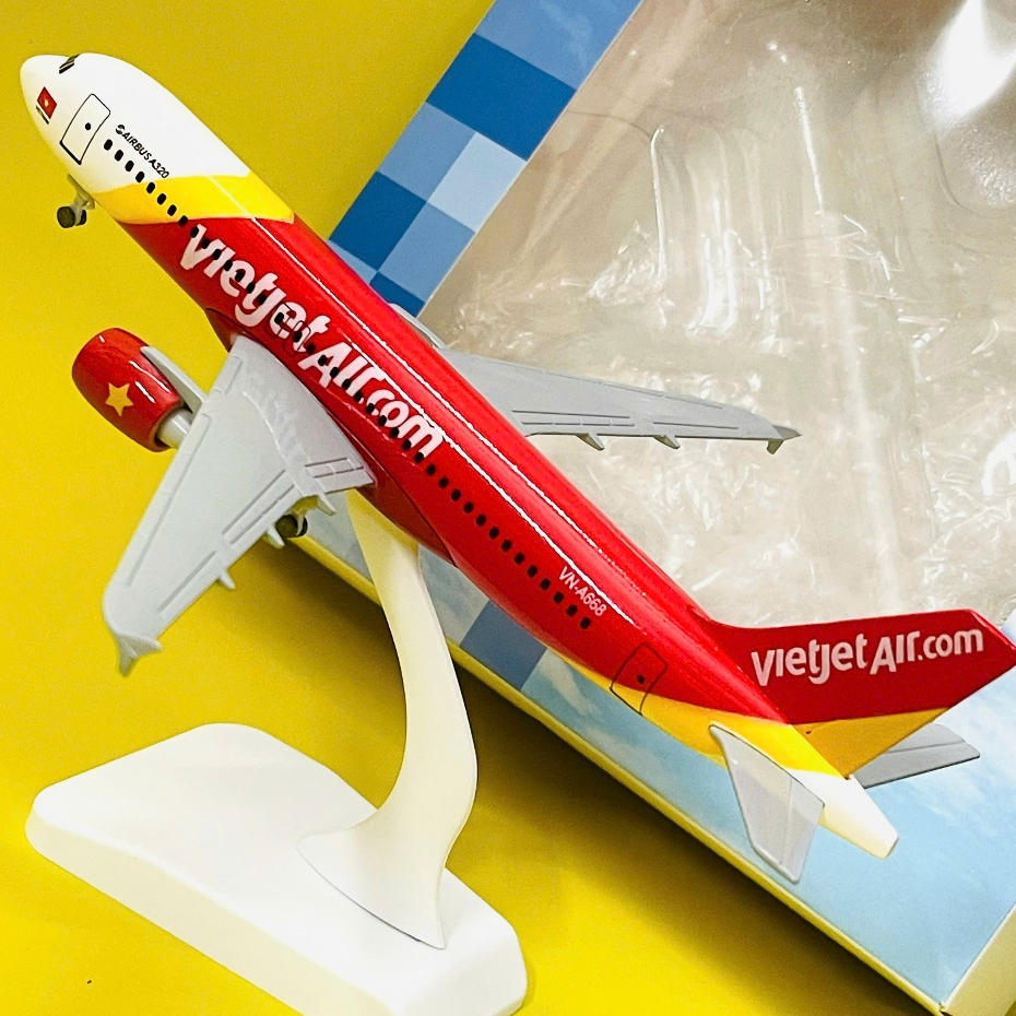 Mô hình máy bay vietjet có bánh dài loại 1 chuẩn đẹp fullbox