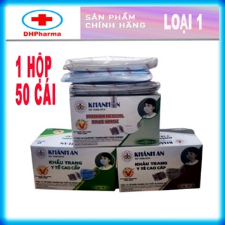   Hộp 50 cái khẩu trang y tế Khánh An  4 lớp giấy kháng khuẩn loại 1- chống bụi mịn 