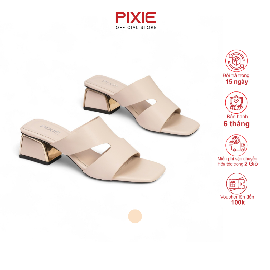 [XẢ KHO] Guốc Cao Gót Nữ 3cm Quai Ngang Pixie E232