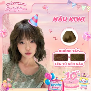 Thuốc nhuộm tóc màu NÂU KIWI thuốc nhuộm tóc không cần tẩy, kem nhuộm tóc tại nhà Buddyhairs
