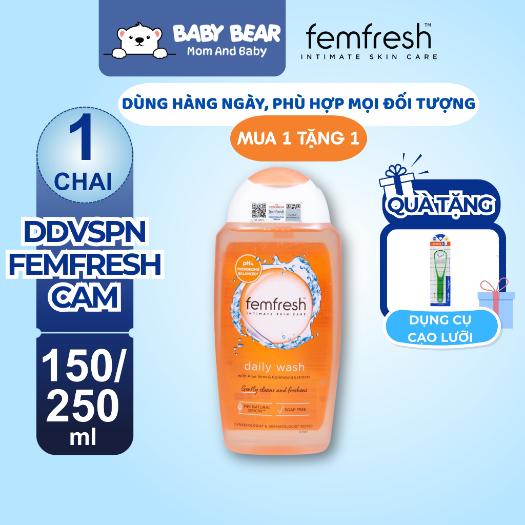 Dung Dịch Vệ Sinh Phụ Nữ Femfresh Daily Wash (Femfresh Cam) - Dung Dịch Vệ Sinh, Dịu Nhẹ (150/250ml)
