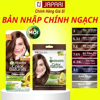 Thuốc Nhuộm Tóc Garnier Hộp/Gói CHÍNH HÃNG - Nhuộm Tóc Tại Nhà Nâu Lạnh, Bạch Kim, Xám Khói, Nâu Caramel - JAPARI