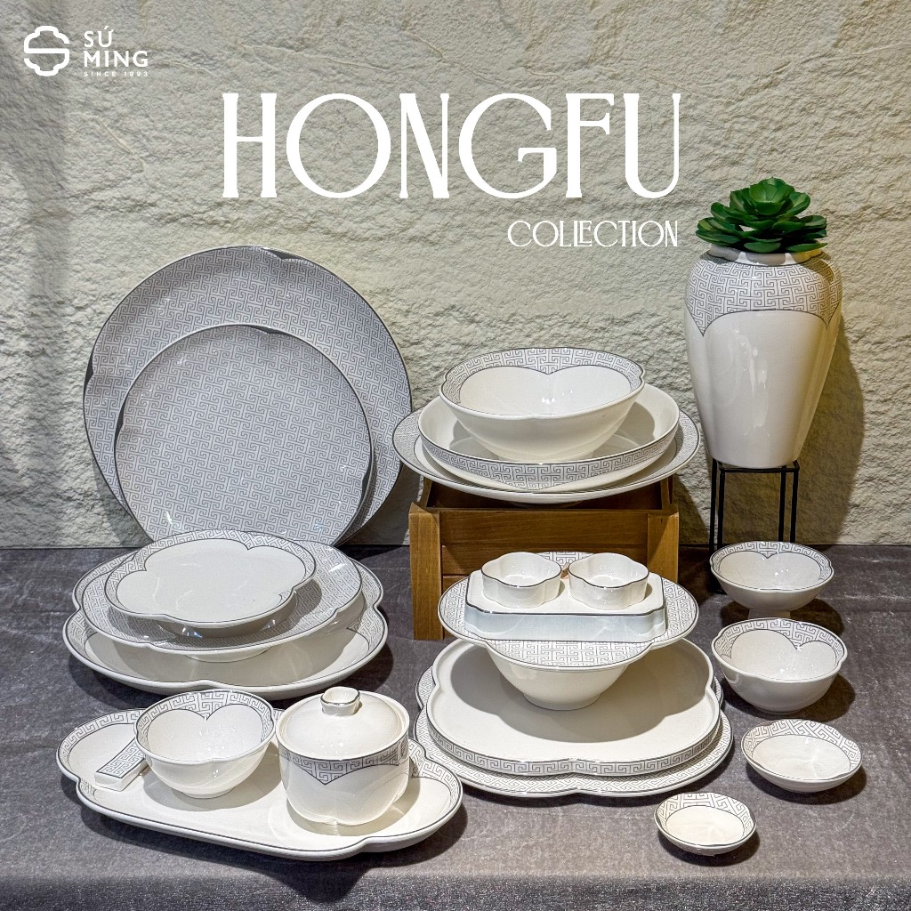 Bộ bát đĩa sứ xương Hongfu PITO sang trọng, đẳng cấp - SỨ MING