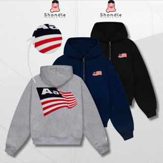  Áo Khoác Hoodie Zip Nỉ Chân Cua Aa Studio Thêu Xù Khoá Kim Loại Full Tag Mạc Form BOXY Unisex 