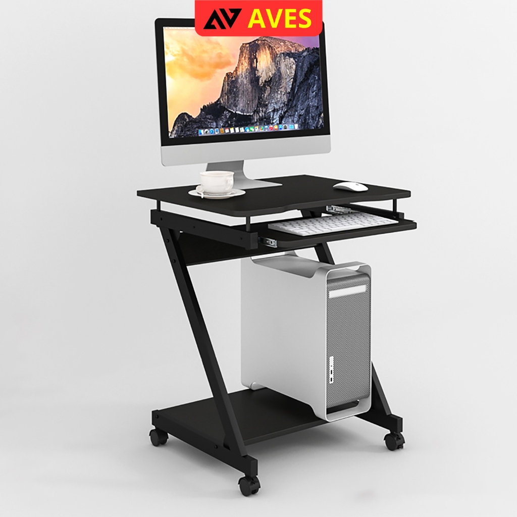 Bàn làm việc chân chữ Z có bánh xe di chuyển kèm ngăn kéo để bàn phím AVES - GM220