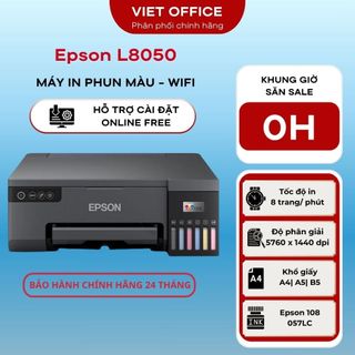Máy in phun màu Epson L8050-Wifi. Máy in ảnh A4 không dây (kèm mực in 6 màu chính hãng epson)