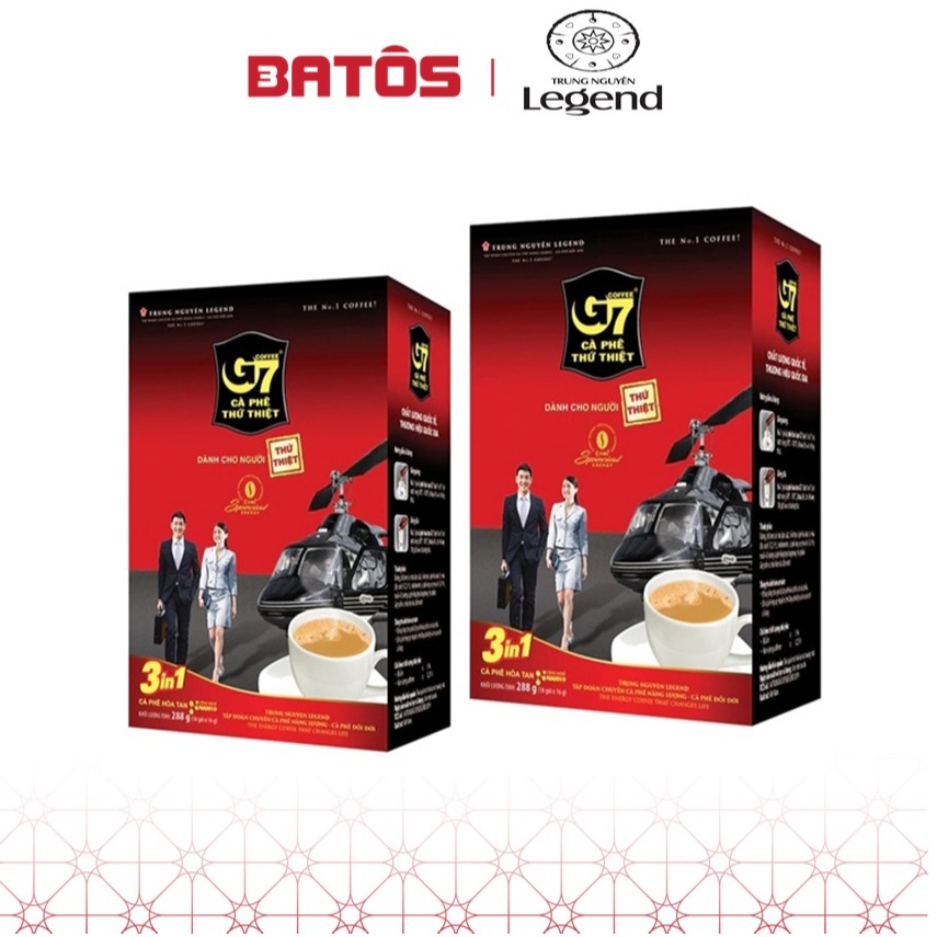 Cafe Trung Nguyên Legend - Cà phê sữa hòa tan G7 3in1 - Hộp 18 sticks x 16gr (gói dài)