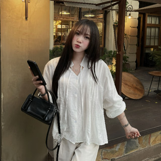 Áo sơ mi trắng kiểu thiết kế nữ chi tiết dây rút mùa hè Kimee - Hany Shirt MA196