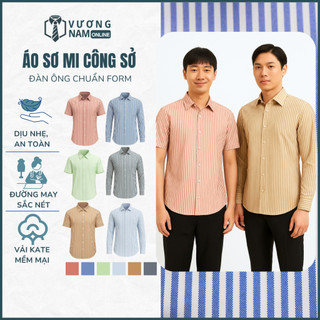 Áo sơ mi nam SỌC dài tay vải kate form suông đẹp chất mát bền màu VNO157 