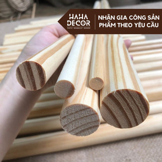 Thanh gỗ tròn đường kính 2cm nhiều kích thước làm handmade trang trí treo trèm cửa TRON2