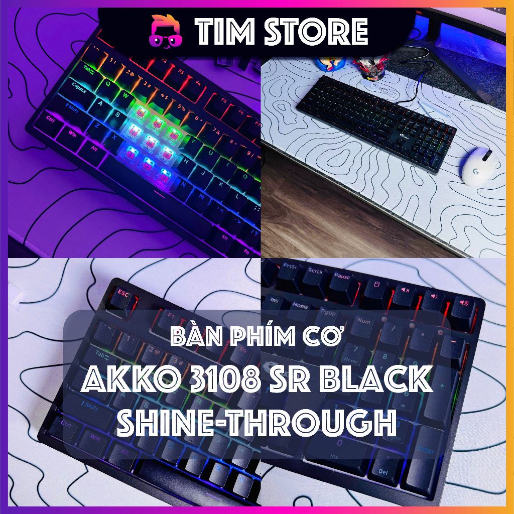 Bàn phím cơ Akko 3108 SR Black Shine-Through