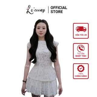 Set Ren Xếp Ly Tiểu Thư Đi Tiệc LECOONG B211 Đầm Đẹp Hai Màu Đen Trắng Sang Chảnh