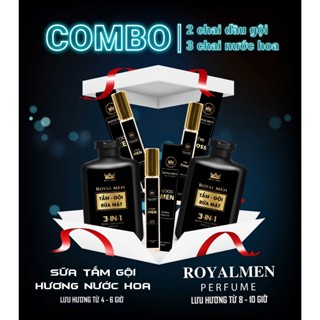 Combo Quà Tặng 5 sản phẩm  2 chai sữa tắm gội RoyalMen + 3 chai nước hoa hương thơm tự nhiên dành cho nam giới