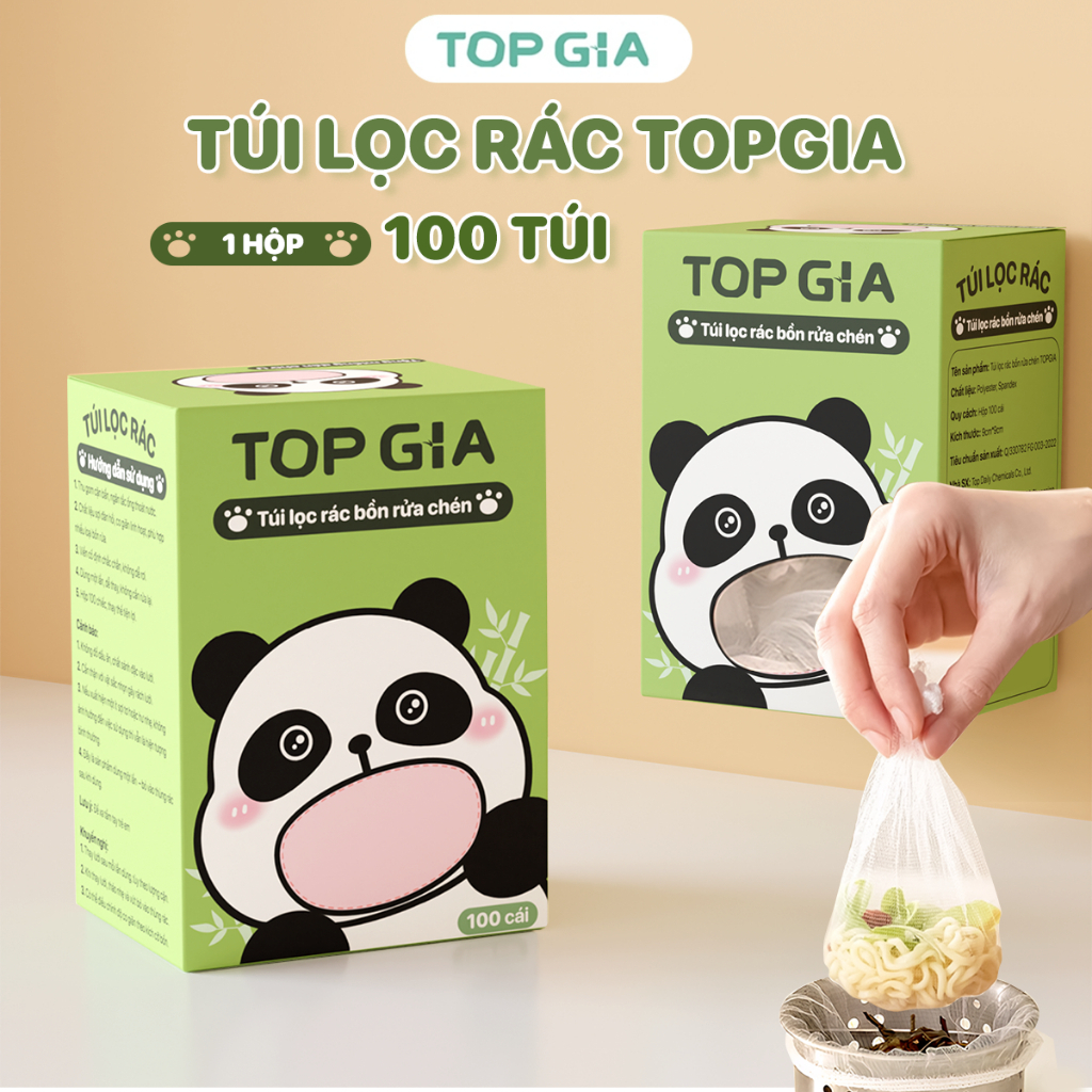 Túi lọc rác Topgia, lọc rác bồn rửa chén bát dạng rút tiện lợi, siêu dai bo chun co giãn