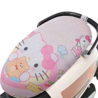 Vỏ bọc yên xe đạp điện xe máy, lưới thoáng khi co giãn trống nóng, in hình nhân vật ngộ nghĩnh