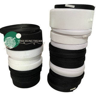 [ Không keo ] Băng gai dính, nhám dính, cuộn lông gai. Trắng, đen. Đủ kích cỡ. Cuộn 25m