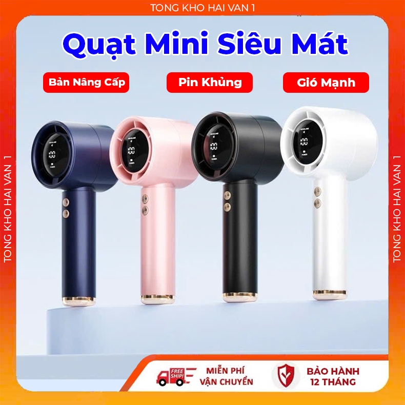 Quạt mini cầm tay M2 5000mAh di động có thể sạc gió mạnh 100 tốc độ turbo phản lực màn hình hiển thị pin