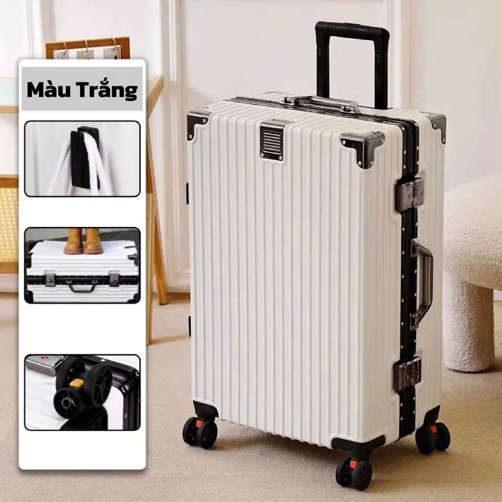 Vali khung nhôm khóa sập K6897 size20/24/29 inch Siêu To , Chống Trộm,  4 góc kim loại chống va đập   VALILIZ BH 05 NĂ