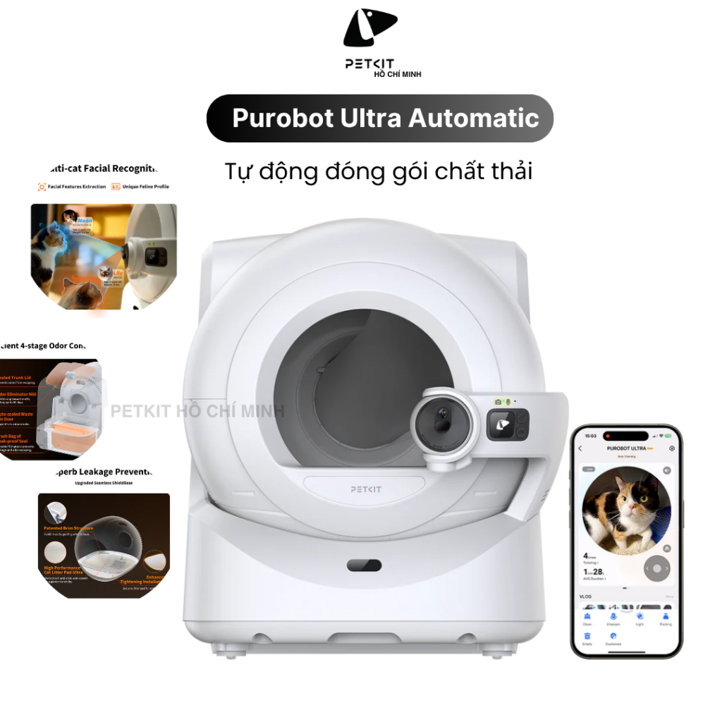 PETKIT PUROBOT ULTRA - MÁY VỆ SINH TỰ ĐỘNG CHO MÈO VỚI CAMERA AI