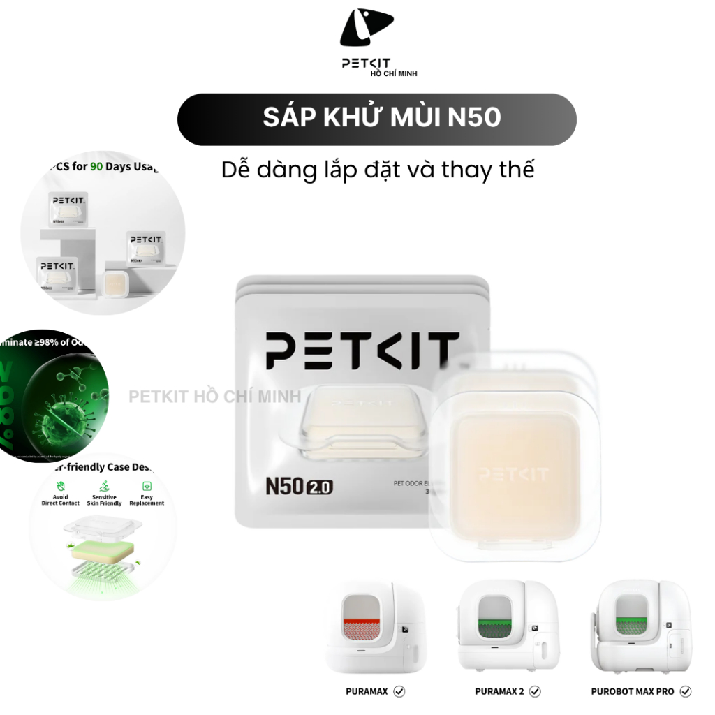Sáp khử mùi cho máy vệ sinh mèo PETKIT N50 2.0 – Giảm mùi hiệu quả, dễ thay thế, tương thích Pura Ma