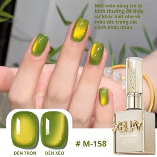 XEIJAYI 15ml--M158 Sơn móng tay dạng gel nhũ mắt mèo xanh lá cây cho tiệm làm móng và tự làm