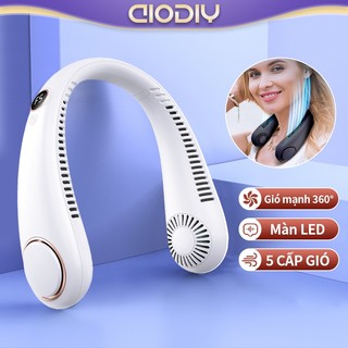 Quạt cổ đeo tay di động Cao Cấp 2025 - Làm Mát Tức Thì, 5 Tốc Độ Gió, Pin Trâu, Sạc USB Tiện Lợi