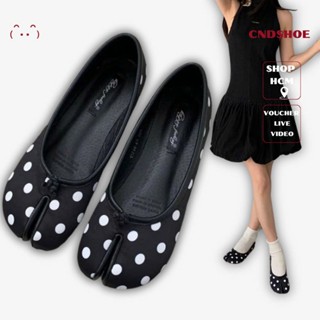 [CÓ SẴN]Giày búp bê bệt đen chấm bi CNDSHOE mũi heo chop,Giày ngón chân lười móng ngựa Horsehoes đế bằng