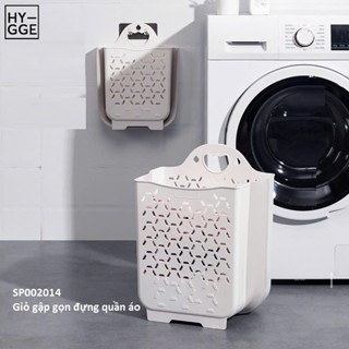 Giỏ gấp gọn đựng quần áo nhà tắm Hygge kèm miếng dán tường, sọt đựng quần áo bẩn chất liệu nhựa TPR